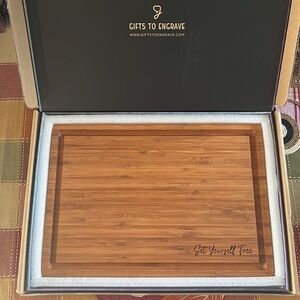 Brand New Premium Bamboo Cutting Board Charcuterie Board “Set Yourself Free”